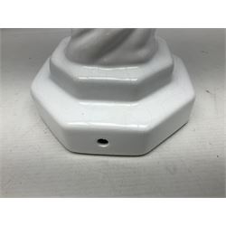 Art Deco style lamp modelled as a nude female dancer, with draped folds of linen, H46cm