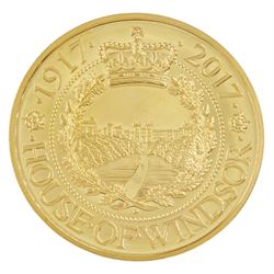 Queen Elizabeth II Isle of Man 2017 'The House of Windsor Centenary' 22ct gold five pound piedfort proof coin, cased  with certificate