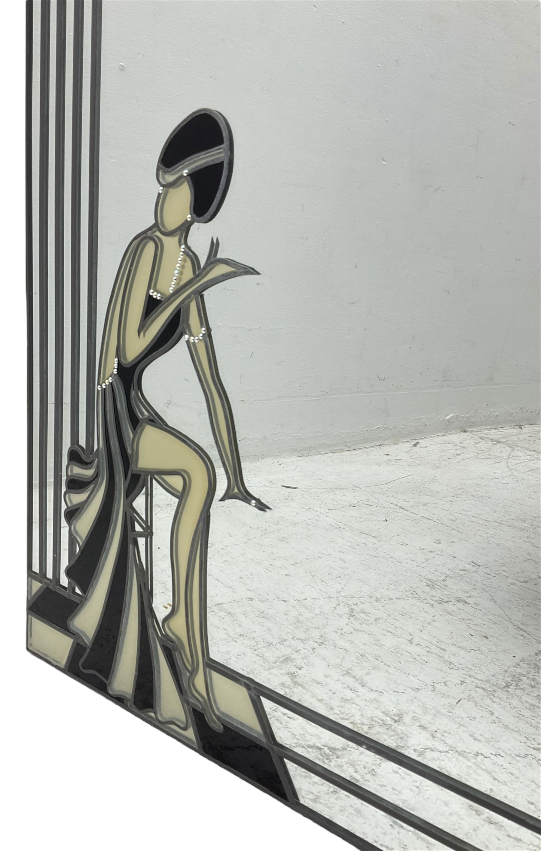 Contemporary Art Deco style stained glass mirror