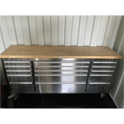 Large Ultima stainless steel tool chest/workbench on wheels, with large quantity of tools - THIS LOT IS TO BE COLLECTED BY APPOINTMENT FROM DUGGLEBY STORAGE, GREAT HILL, EASTFIELD, SCARBOROUGH, YO11 3TX