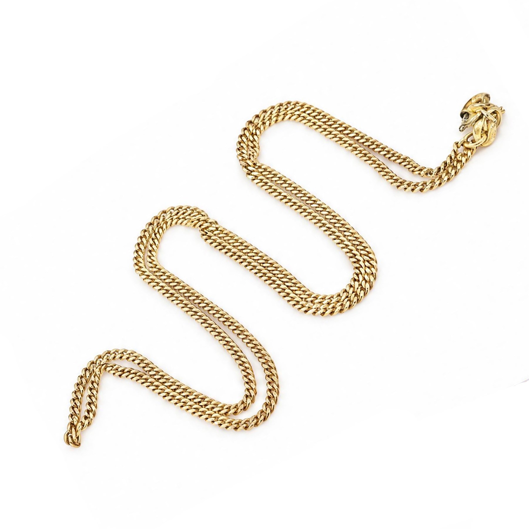 18ct gold flattened curb link chain necklace, stamped 750