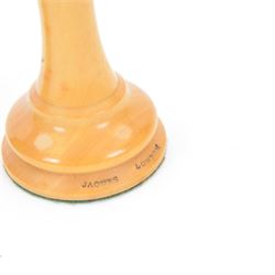 Jaques 'The Staunton Chess-Men' boxwood and ebony chess set, in original brass mounted mahogany box with paper label to interior, only the boxwood king stamped Jaques London, some pieces marked with red crown, boxwood king H11cm