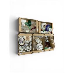 West German vase, together with glass animals, cut glass and other collectables, in five boxes 