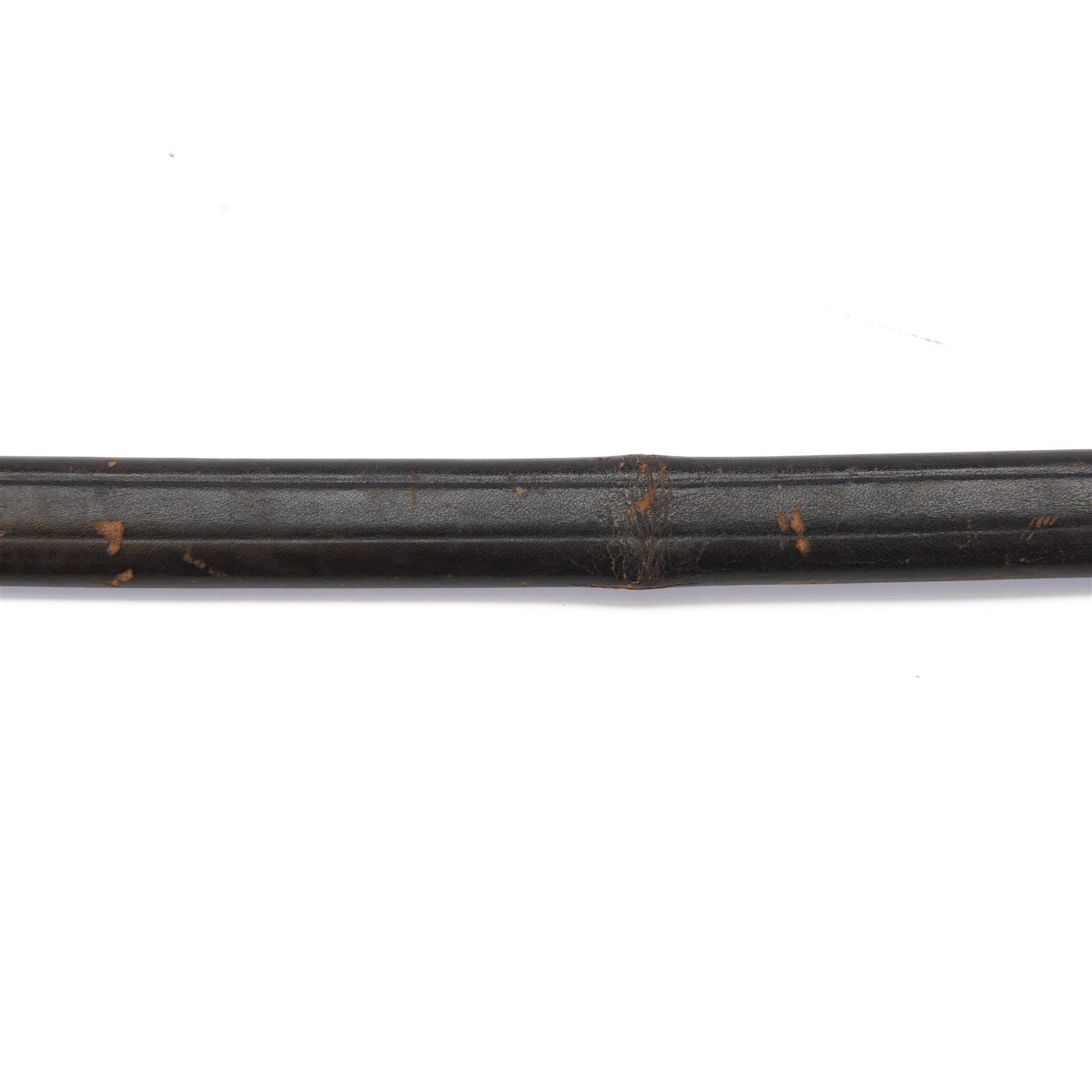 WWII German Kriegsmarine naval officers sword, the 79cm single edged blade marked Carl Eickhorn Solingen, brass hilt with anchor to folding guard, lion mask pommel, wirebound cream plastic ivorine grip, with leather scabbard with brass-mounted and single suspension ring, sword and scabbard marked 0.1735, overall L96cm  
