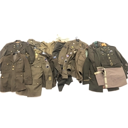 WW2 and later US Air Force Officers and other uniform incl. jackets, trousers and shirts some with 8th  Airforce insignia, etc approx 16 items  