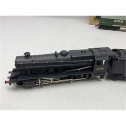 Hornby Dublo - 2-rail - Class 8F 2-8-0 locomotive No.48109 in BR black; Class R1 0-6-0 tank locomotive No.31337 in BR black; and Met-Vic Diesel Co-Bo locomotive No.D5702 in BR green; together with 3-rail Class 4MT Standard Tank 2-6-4 locomotive No.80054 in BR black; three unassociated boxes and one unboxed (4)