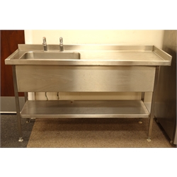  Commercial stainless steel sink with right hand drainer, W160cm, H97cm, D60cm  