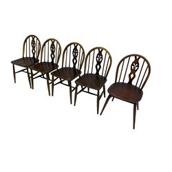 Ercol - set five mid-20th century beech 'Windsor Dining Chairs'