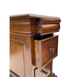 Barker & Stonehouse - 'Grosvenor' pair mahogany bedside chests, moulded rectangular top over moulded frieze drawer and two cock-beaded drawers, on bracket feet