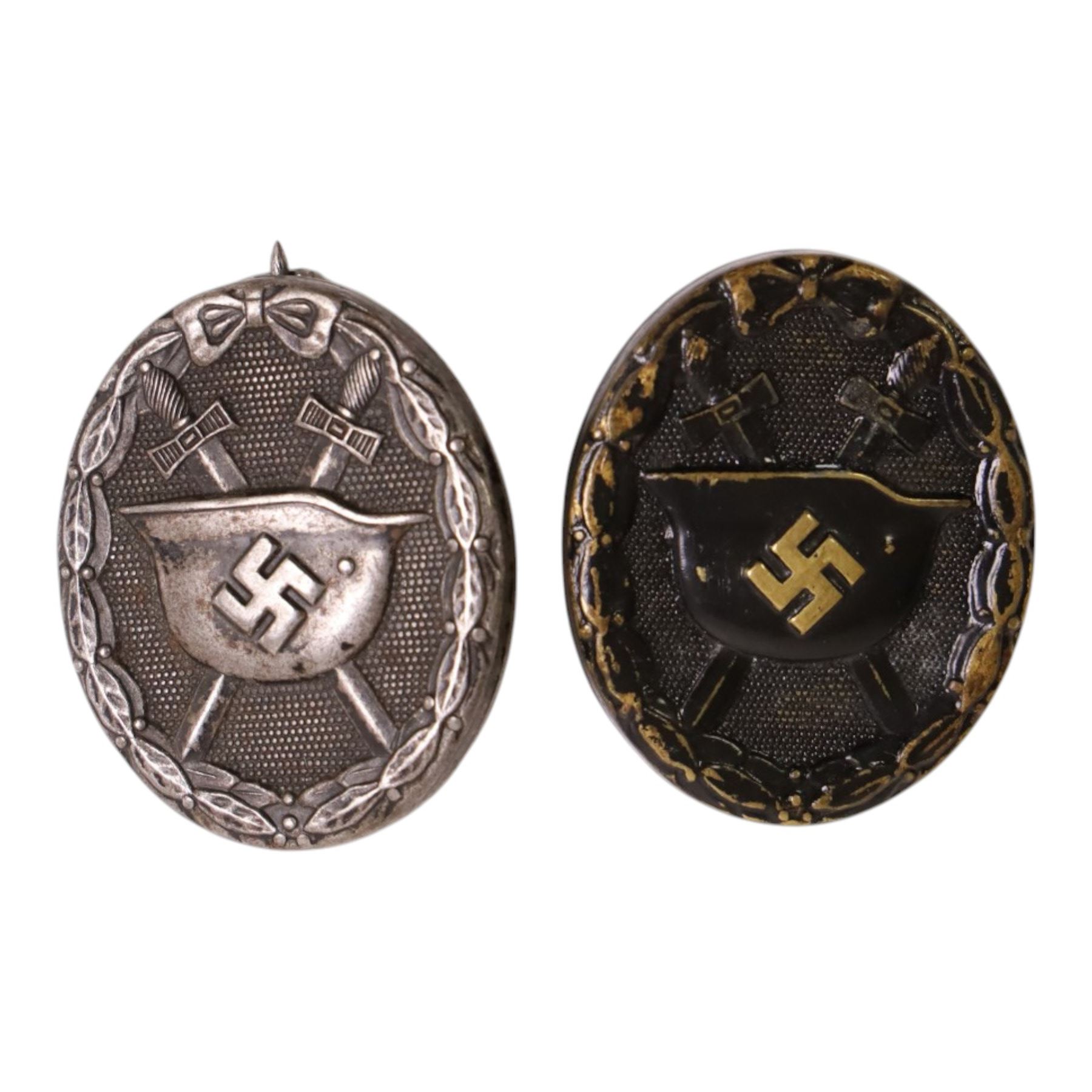 WWII German Third Reich black and silver wound badges