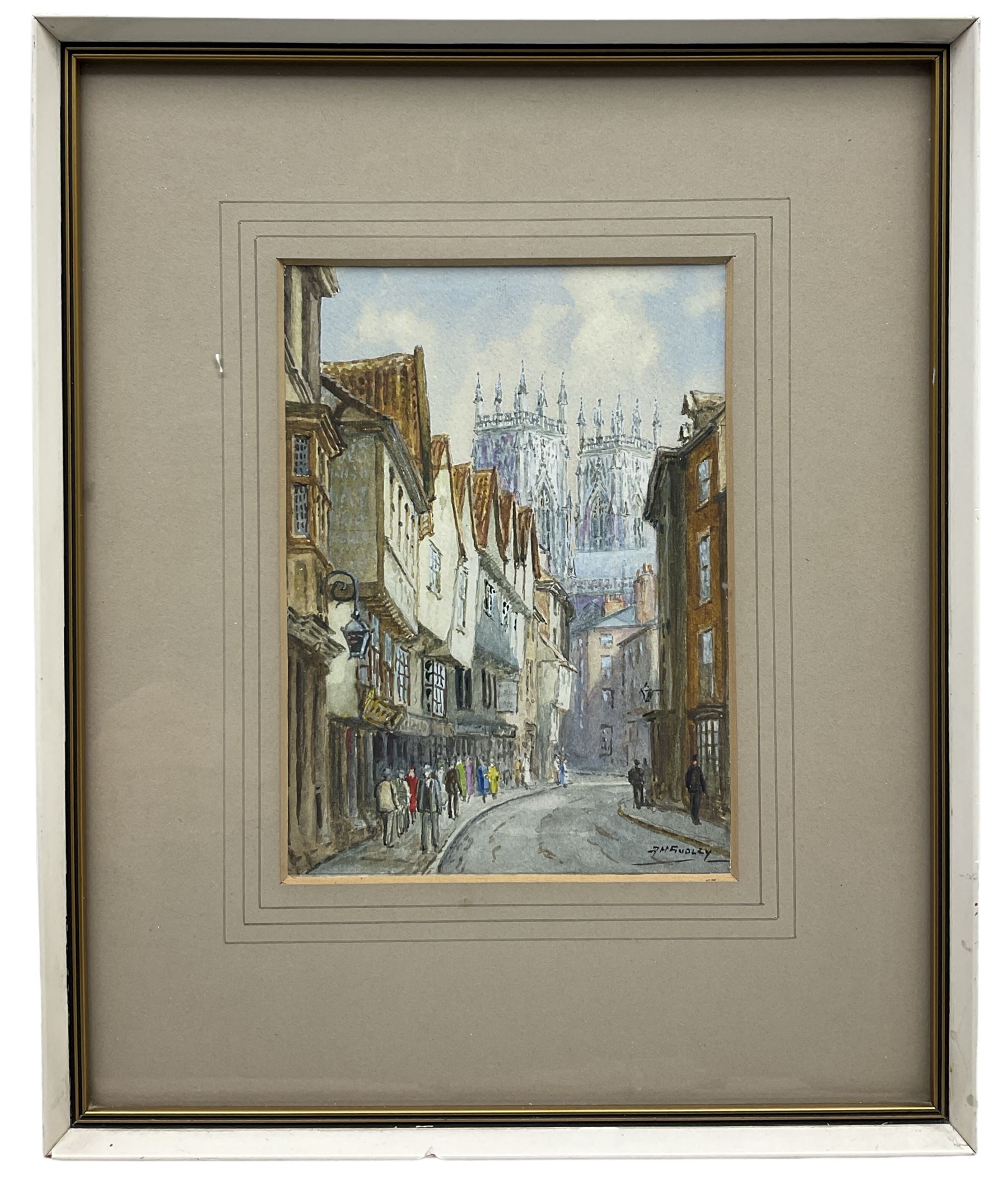Albert Henry Findley (British 1880-1975): View of York Minster from High Petergate, watercolour signed 16cm x 12cm