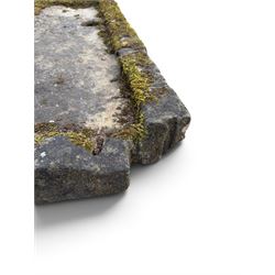 Large 19th century weathered hewn stone sink or shallow planter
