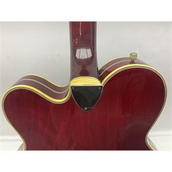 American Gretsch Super Chet semi-acoustic guitar, 1960s/70s, with 'pots' on scratch plate, serial no.5 2071, L111cm overall;  in original hard carrying case  