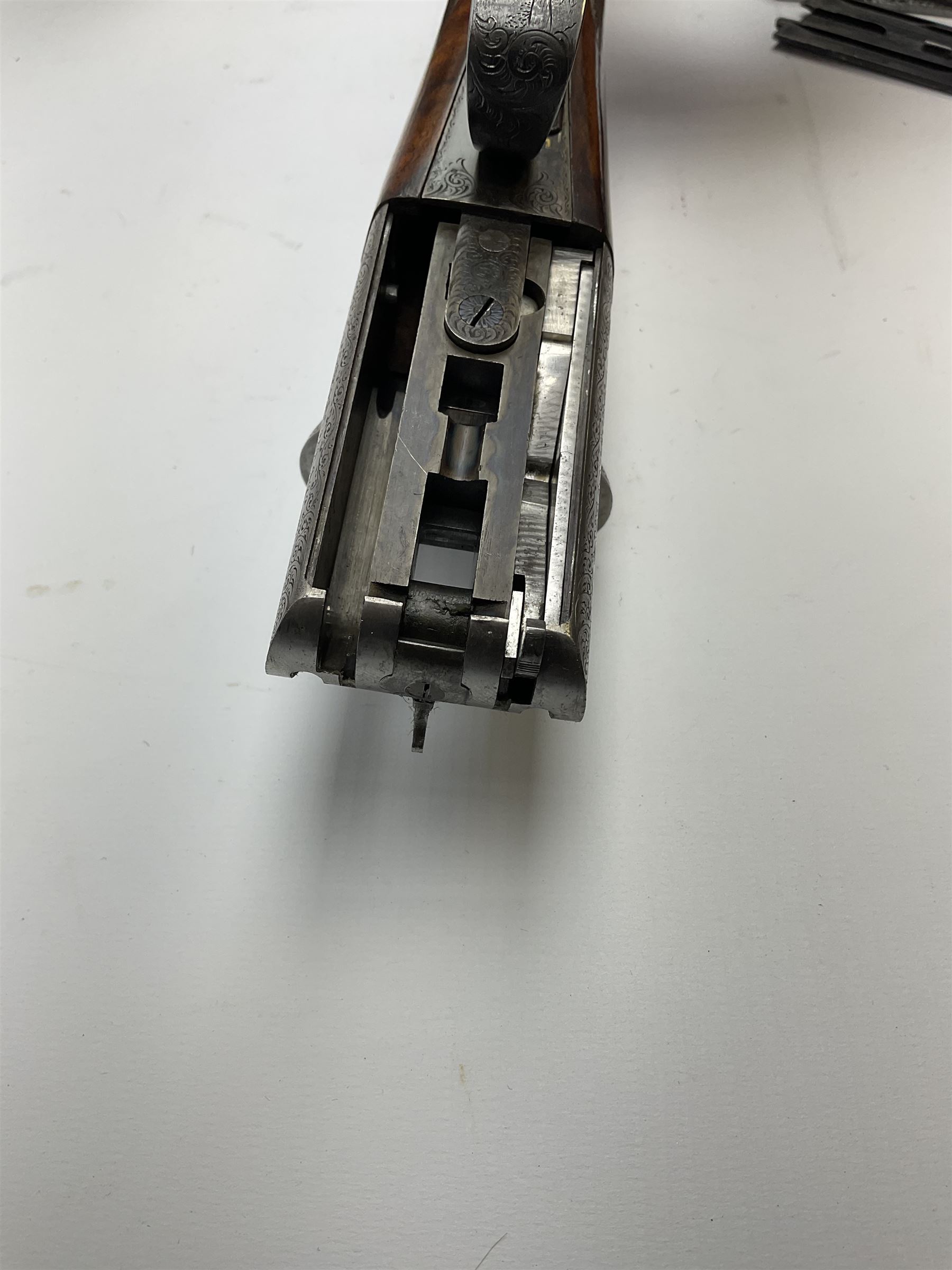 Very fine Westley Richards 12-bore side-by-side double barrel boxlock ejector live pigeon sporting gun, c1910, very heavy and thick 76.5cm blued tightly choked barrels with 2.5