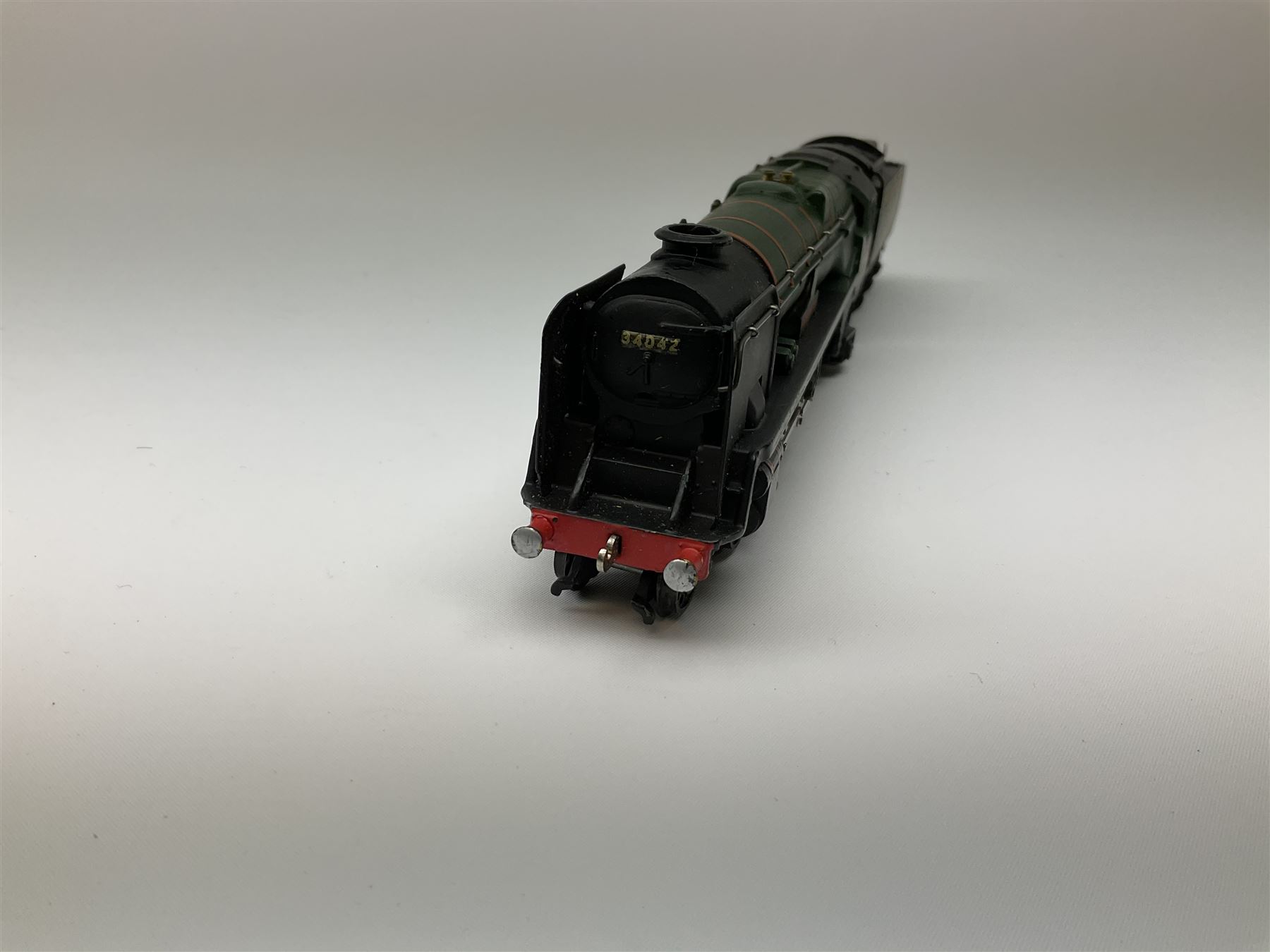 Hornby Dublo - three-rail Rebuilt West Country Class 4-6-2 locomotive 'Dorchester' No.34042 with tender, instructions and amendment sheet, guarantee and oil tube in blue striped box