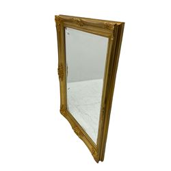 Gilt Classical style rectangular wall mirror with bevelled glass plate