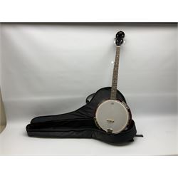Classic Cantabile five-string banjo with sapele mahogany back L97.5cm; in soft carrying case