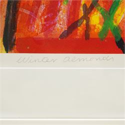 Barbara Rae (Scottish 1943-): 'Winter Almonds', limited edition screenprint in colours signed and numbered 75/125 in pencil 79cm x 81cm
Provenance: The Stour Gallery, Eastway, London 