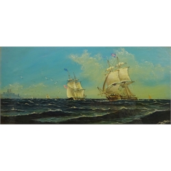 Off Dover Castle, oil on canvas board bears signature E K Redmore (British 1860-1941) 28cm x 58cm    