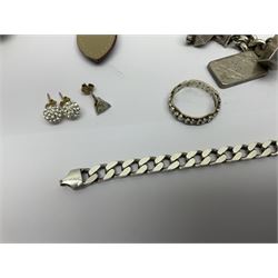 Silver jewellery, including stone set rings, two bracelets, a white metal charm bracelet with some silver charms, musical lighter and a collection of wristwatches, including Sekonda, Narblas, Seiko etc