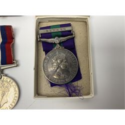 Collection of WW2 and police medals c.1933-1955, awarded to Eric Drinkwater comprising 1939-45 War Medal, Defence Medal, 1939-45 Star and Burma Star, on wearing bar; 1918-62 General Service Medal with Cyprus clasp to P.S. E.G. Drinkwater; boxed; Police Long Service and Good Conduct Medal to Const. Eric C. Drinkwater; cased; Royal Life Saving Society bronze medal to E.C. Drinkwater July 1933; boxed; and George V 1937 coronation medallion; boxed.