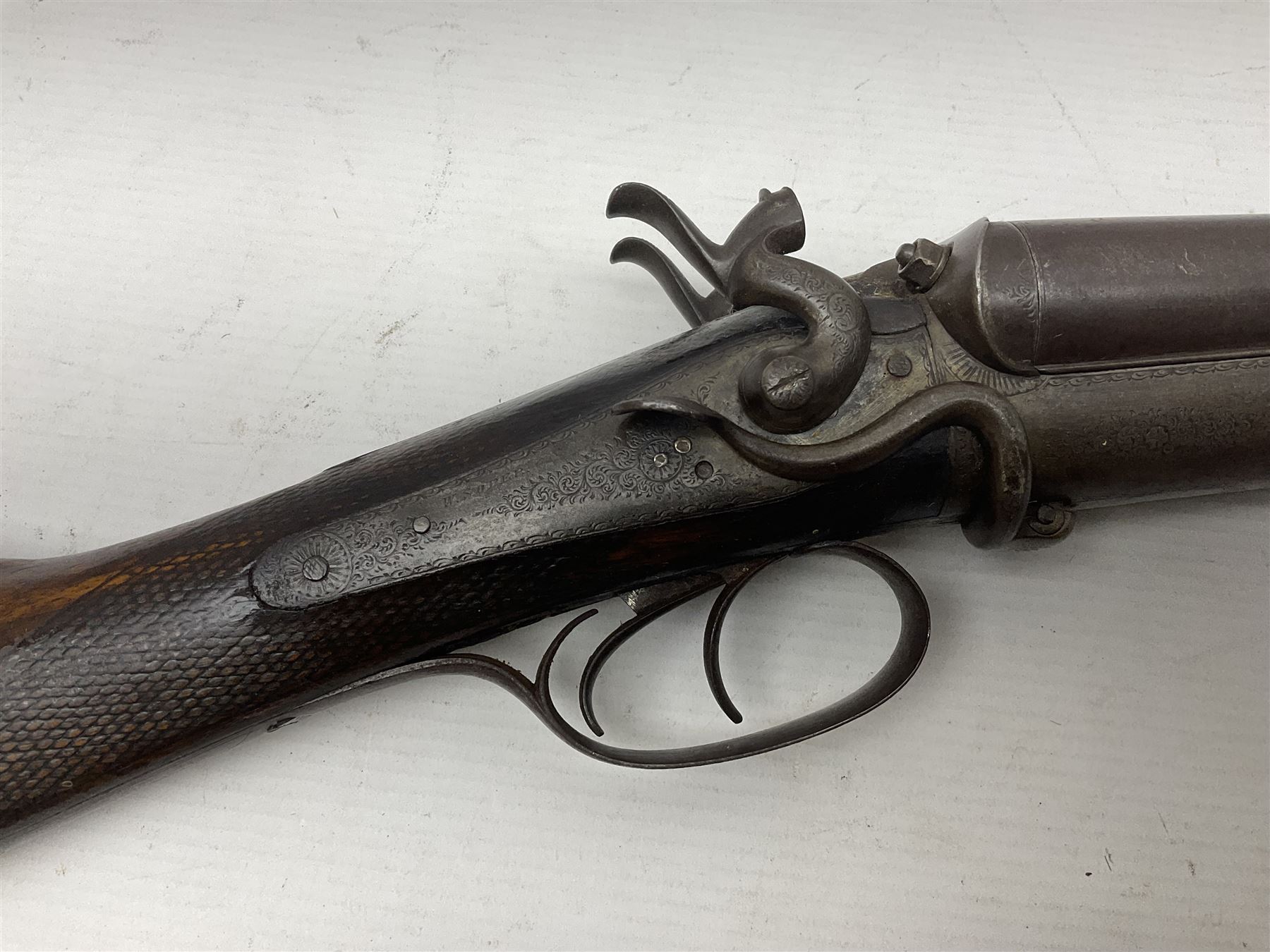 SHOTGUN CERTIFICATE REQUIRED - 19th century John Adams of London 12-bore double barrel side-by-side hammer gun with screw under-lever opening, 76cm (30
