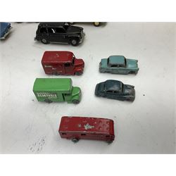 Budgie - five unboxed and playworn die-cast commercial vehicles comprising Scammell Scarab with BR Semi-Trailer, Volkswagen Pick-Up, Towing Tender & Breakdown Truck, Highwayman Transporter No.326 and Routeman Pneumajector No.322; Morestone G&E Wood open lorry and Petrol Tanker; nine early Lesney models; and small quantity of others by various makers