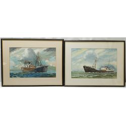 Harold Whitaker (British ?-1988): 'Kingston Diamond' 'St Gamecock' and 'Arctic Vandal', set three gouache ship's portraits signed and dated 1987, titled verso 32cm x 48cm (3)