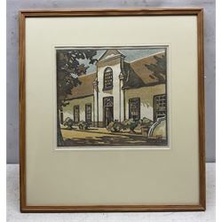 Marion Gill (British 1879-1959): 'Old Cape Homestead', woodblock print signed with monogram, titled verso 25cm x 28cm