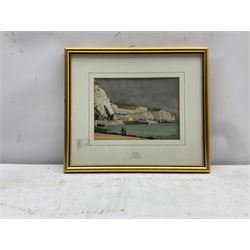 Norman Wilkinson (British 1878-1971): South Coast Harbour, watercolour signed with initials, authenticated by the artist's son Rodney and dated c.1958 verso 13cm x 18cm