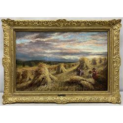 George Lucas (British fl.1863-1899): Children Playing among Corn Stooks, oil on canvas signed and dated 1867, 39cm x 60cm