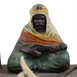 After Franz Xaver Bergman  cold painted bronze of trader seated upon a carpet, H18cm
