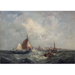 William Anslow Thornley (British fl.1858-1898): Leaving the Harbour in Heavy Seas, oil on canvas signed 'Thornbery' 24.5cm x 34.5cm 