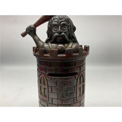 Late 19th century cast-iron mechanical money bank 'Giant in Tower' by John Harper & Co; reg.no.196844, patented 13th August 1892 H23cm