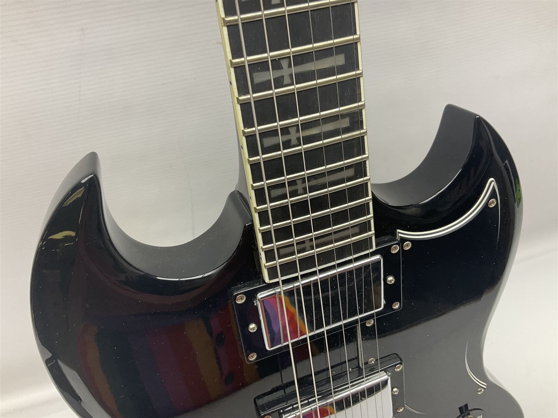 2015 Epiphone limited edition Tony Iommi signature SG Custom electric guitar, serial no.1506201270, L101cm; in cardboard delivery box with authenticity folder containing certificate and photograph of Iommi.