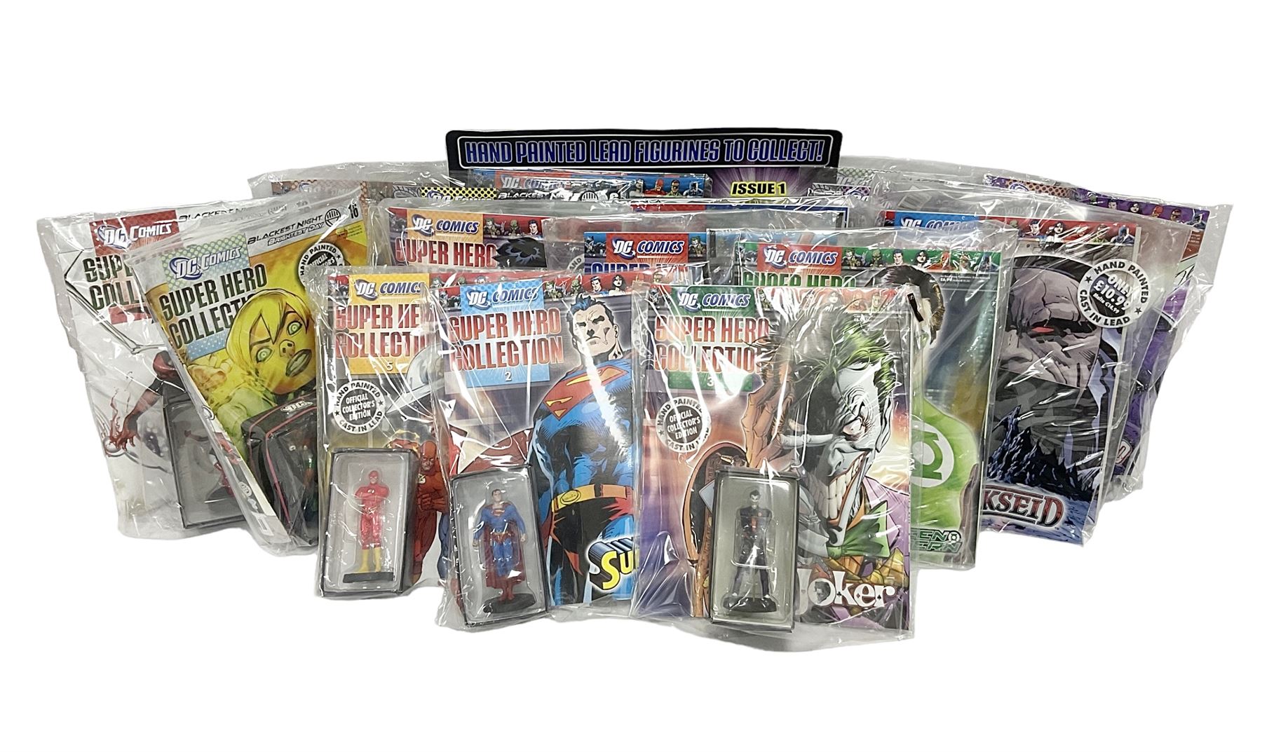 Eaglemoss DC Comics Super Hero Collection - sixteen magazines with models each as issued in unopened plastic bags (16)