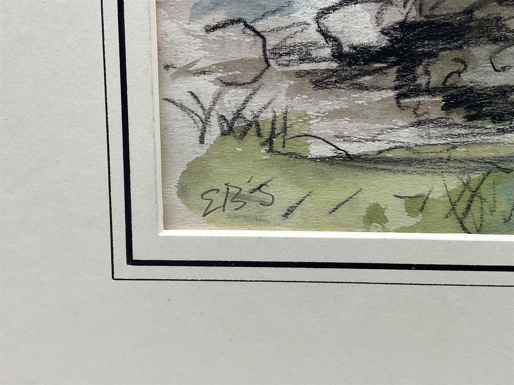 Elinor Bellingham-Smith (British 1906-1988): Winding Path, watercolour and charcoal signed with monogram EBS (unframed) 23cm x 33cm 