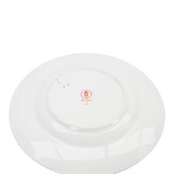 Pair of Crown Derby Imari pattern 1128 plates and matching trinket dish, plates D27cm