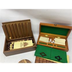 Collection of wooden games, to include The Captains Mistress, The Sailors Dice Box, dominoes and chess etc