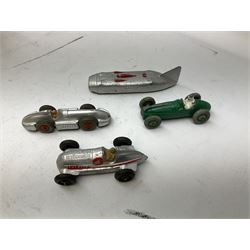 Dinky - eleven early unboxed and playworn racing cars including two Thunderbolt Land Speed Record cars No.23m, Cooper Bristol No.233, Ferrari No.234, Speed of the Wind No.23e, H.W.M., Mercedes-Benz etc