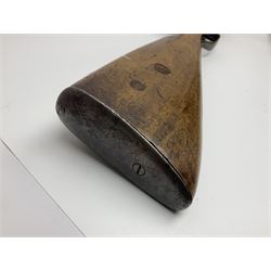 19th century Indian .577 Enfield muzzle loading rifle, proofed for 26-bore, the 98.5cm barrel with three barrel bands and later ram rod L140cm overall; 19th century Belgian side-by-side double barrel percussion shotgun, approximately 20-bore, with 74cm barrels and studded walnut stock, lock plate marked 'Liege 1868' and 'V. Gulikers-Maquinay' L117cm overall; and another side-by-side double barrel shotgun by Smythe with underlever opening (3)