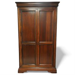 Willis & Gambier - French cherry wood double wardrobe, moulded cornice above two panelled ...