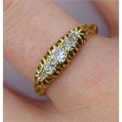 Early 20th century 18ct gold five stone diamond ring, the shank inscribed 'Dec 3rd 1910'