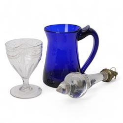 Bristol Blue tankard, the waisted body with loop handle with scroll kick together with gla...
