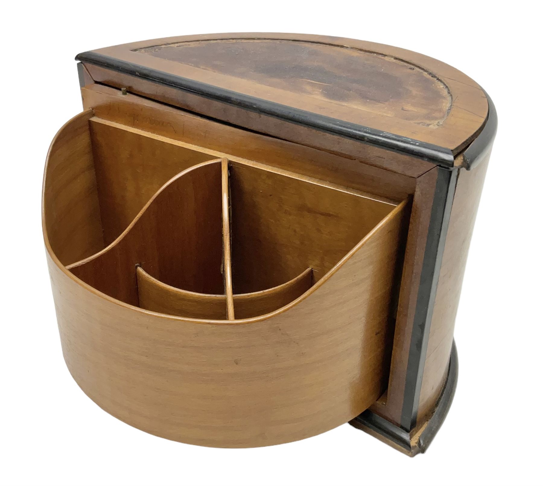Edwardian desk tidy with hidden revolving compartment, H11.5cm