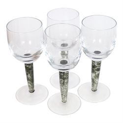 Denby Storm eight coffee cups and saucers, napkin holders and coasters , together with four jet wine glasses