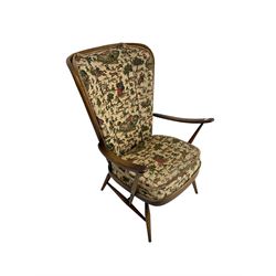 Ercol - mid-20th century 'Tall Back Easy Chair', with upholstered seat and back cushion