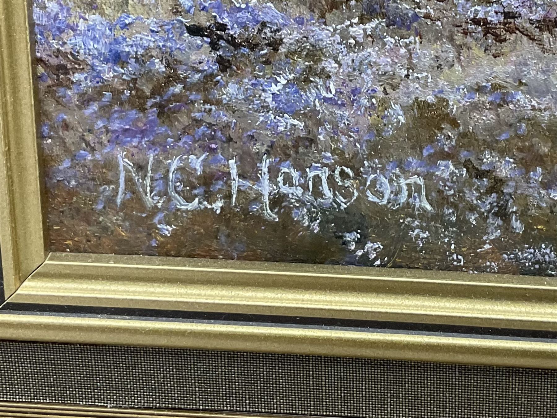 N C Hanson (British 20th century): 'Hob Crag Rosendale' and 'In Mulgrave Woods Sandsend', two oils on canvas signed max 33cm x 47cm (2)
