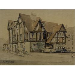 Allanson Hick (British 1898-1975): 'The Rose and Crown Beverley Bar', watercolour over pencil signed titled and dated 1935, 38cm x 50cm