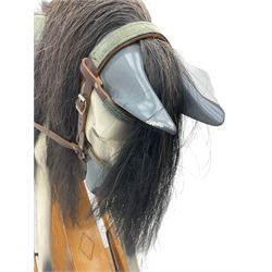 Haddon rocking horse, with tack, on pine trestle base